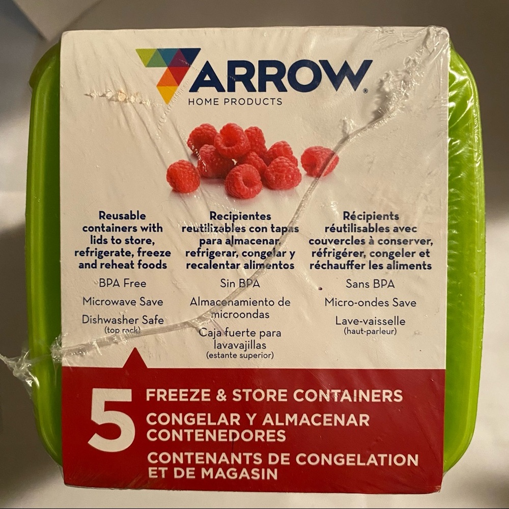 Arrow Home Products Reusable 1 Pint 5 Freeze & Store Containers
